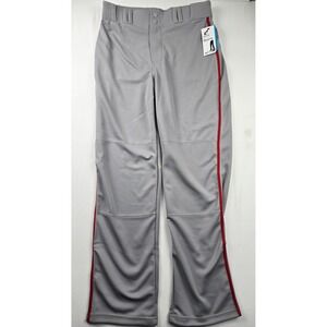 Champro MVP Series Open Bottom Baseball Pants Mens M Gray Red Stripe NWT